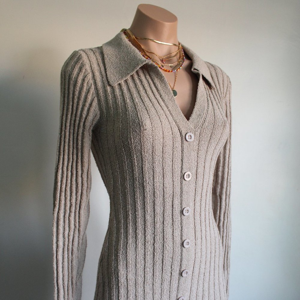 🆕️It Girl Collection//Oat Long Sleeve Button down Mini Dress - Picture 5 of 9